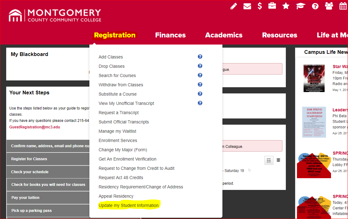Change Student Information Online