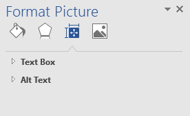 Format Picture window with 4 icons. The third icon is highlighted