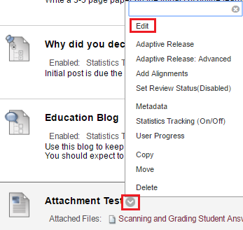 Edit existing content in Blackboard