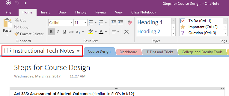 OneNote opens to the most recent notebook