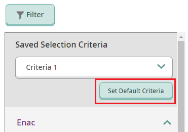Set Default Criteria