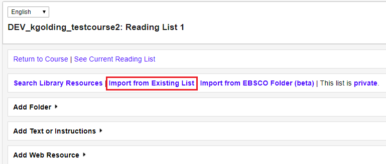 Import Reading List in Curriculum Builder