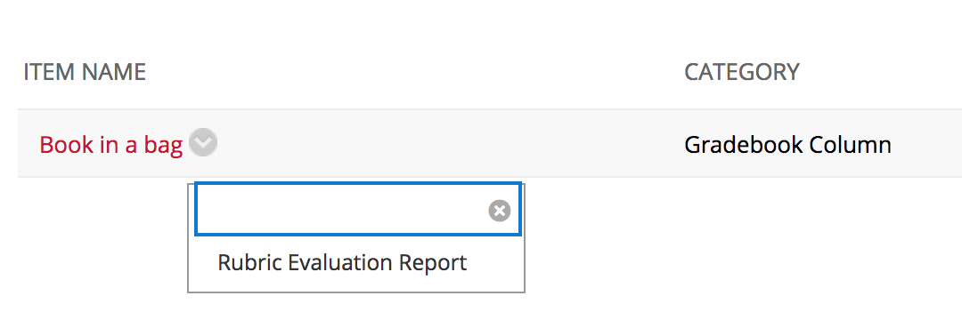 This image is a box with Rubric Evaluation Report in the center of the screen.