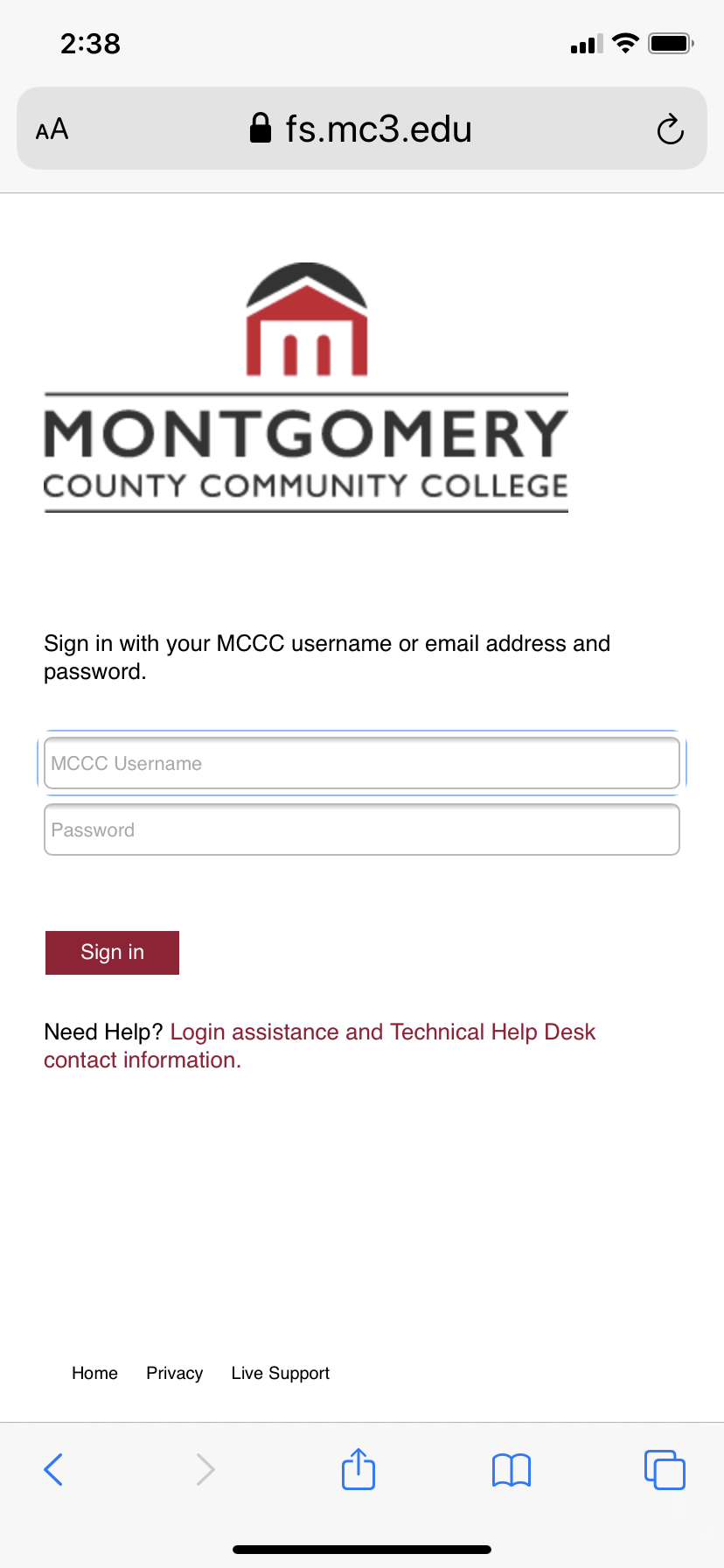 montco username and password login screen
