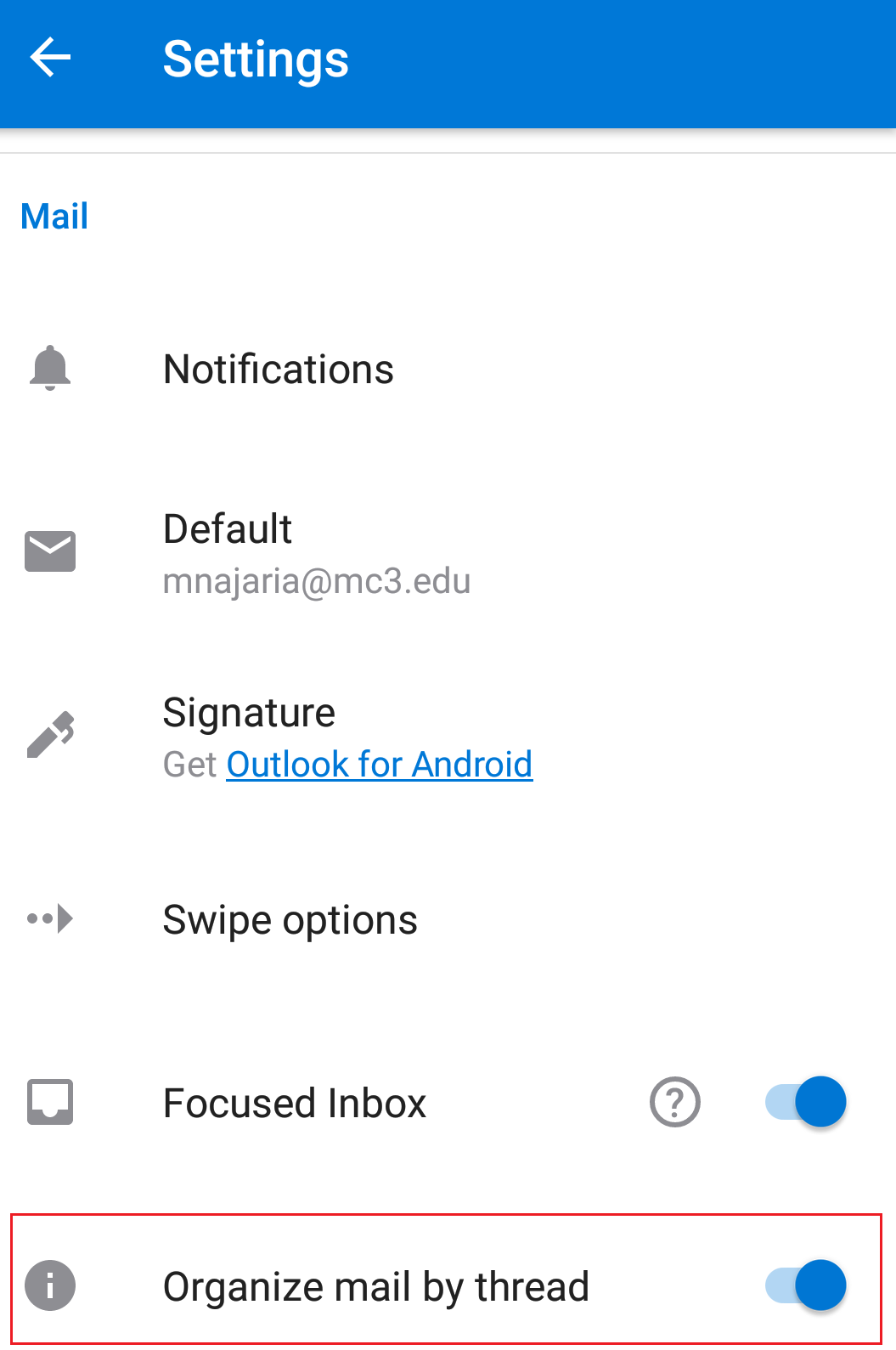 Android Organize by Thread