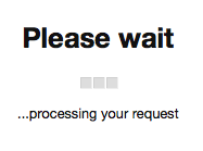 This is an image of the "please wait" page. It shows small boxes to indicate time passing.
