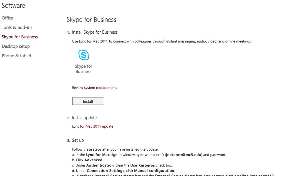 skype for business login issues windows 7