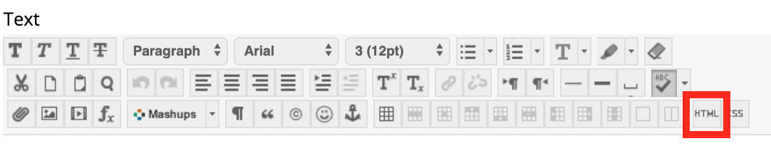 Toolbar showing the HTML button.