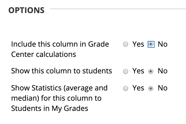 Grade Center column options
