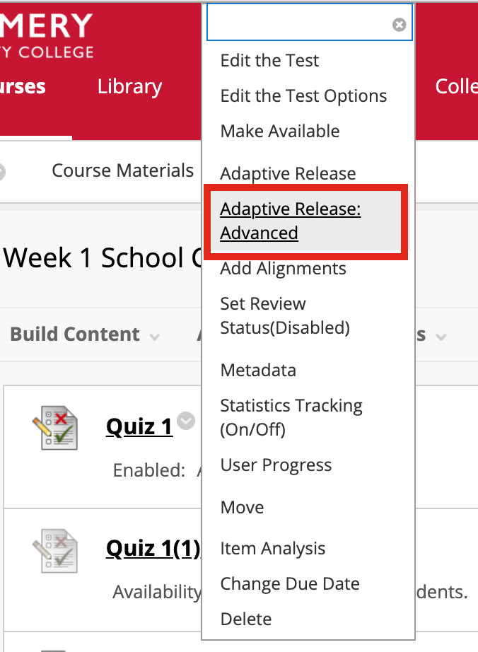 Adaptive Release Advanced option