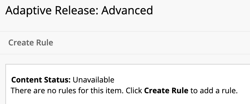 Create rule button on adaptive release advanced page