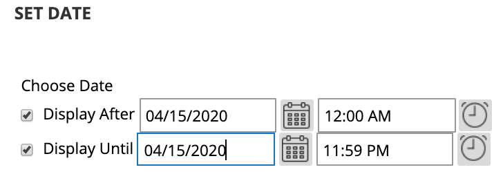 Date and time range visibility