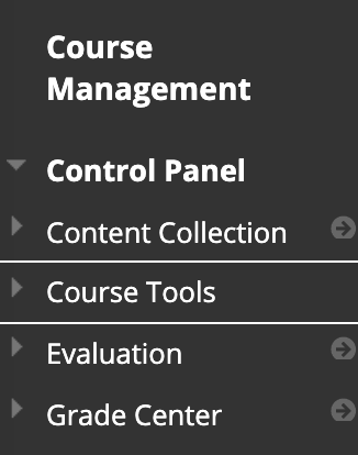 Course tools link under Course Management on Blackboard course menu