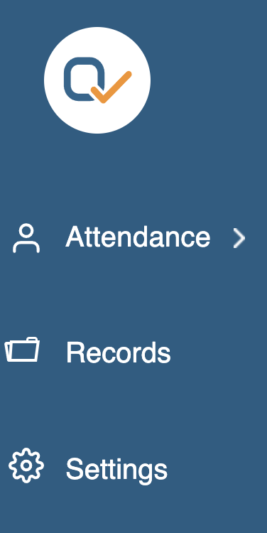 Take Attendance menu options, Attendance, Records, Settings