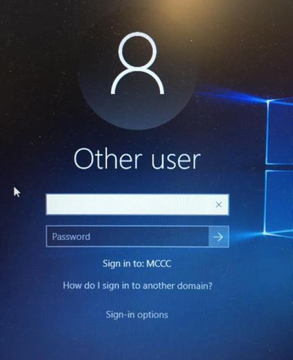 This is a screen shot of the Windows 10 Login Screen
